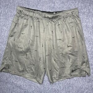 Nike‎ Men's Athletic Shorts All Over Print Swoosh Logo Gray Size L
